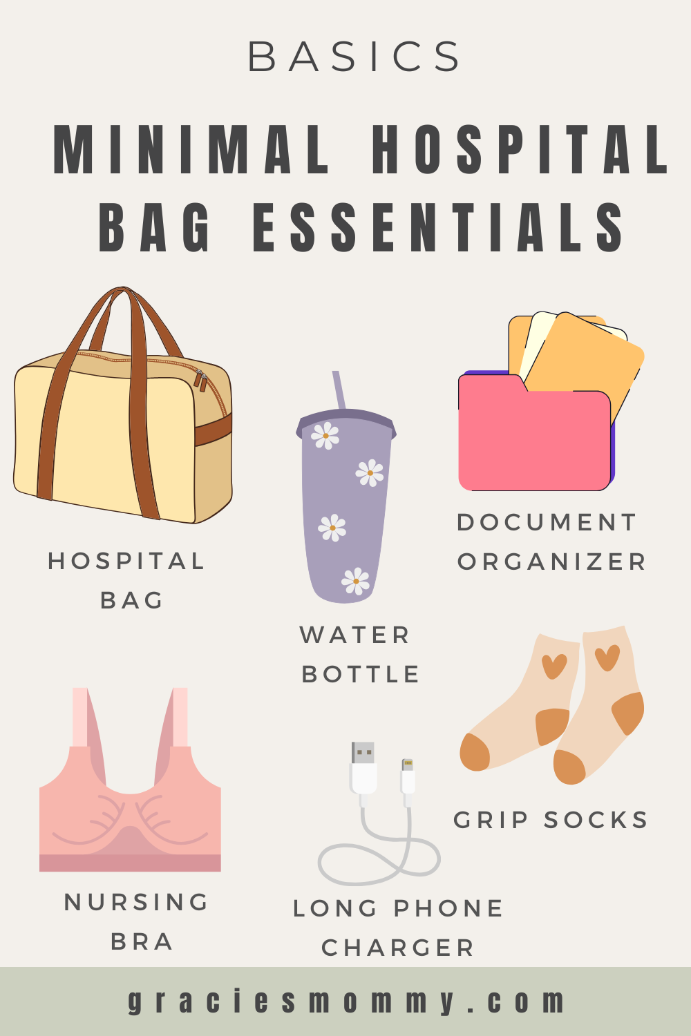 minimal hospital bag blog graphic